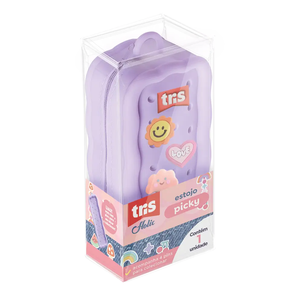 Estojo Picky Holic Charm - Em Silicone - Com 4 Pins - Caixa C/ 1 un -Tris - Imagem 1