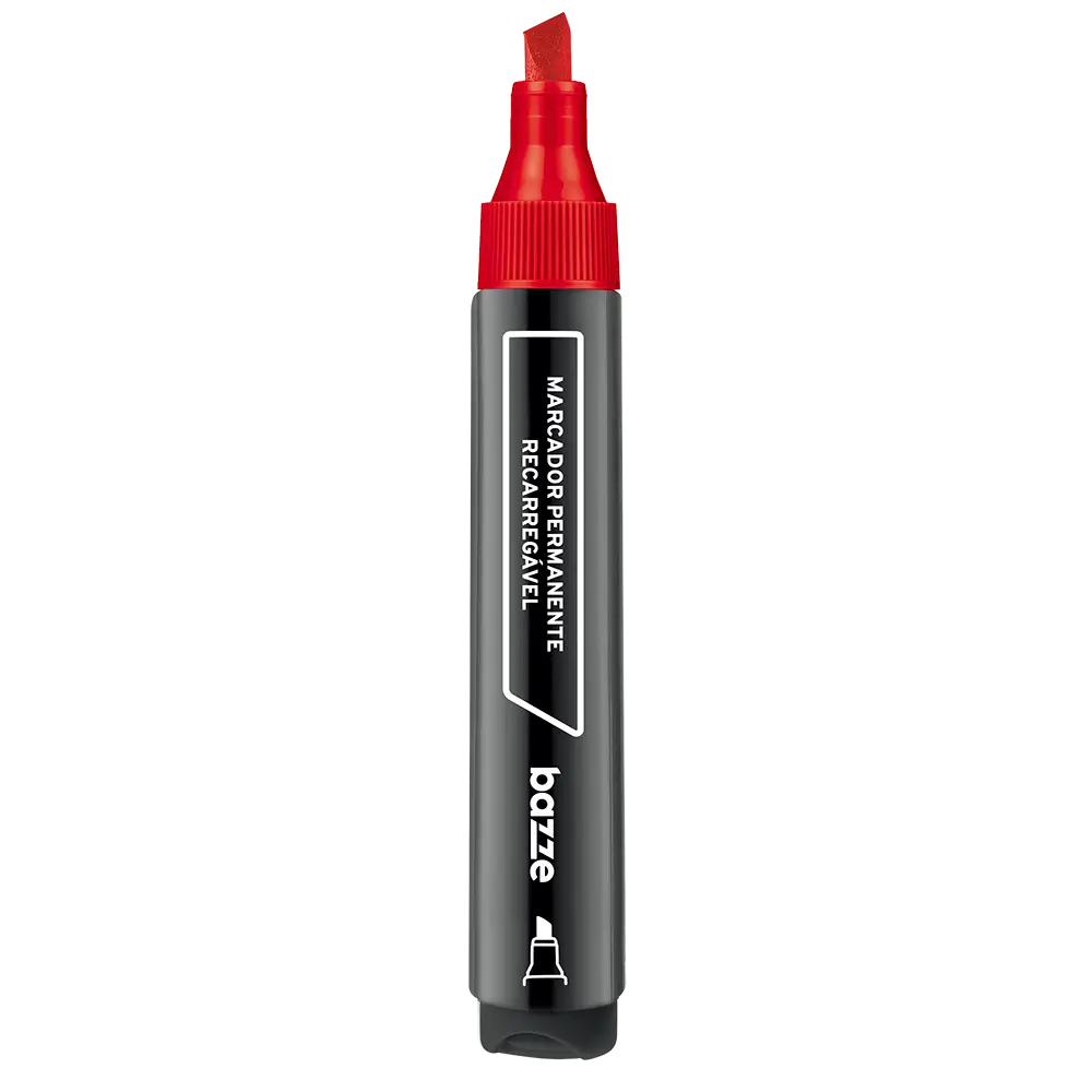 Marcador Permanente Recarregável - Vermelho - Caixa C/ 12 un - Bazze - Imagem 3