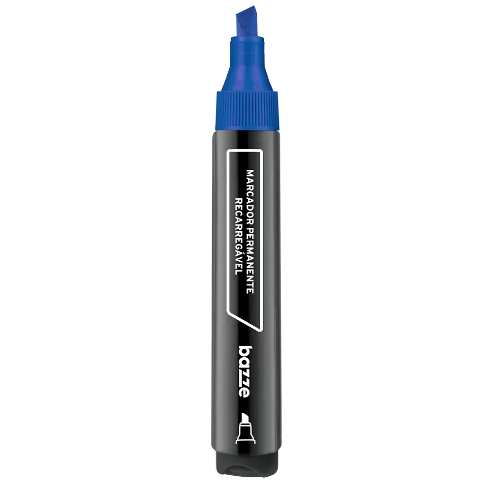Marcador Permanente Recarregável - Azul - Caixa C/ 12 un - Bazze - Imagem 3